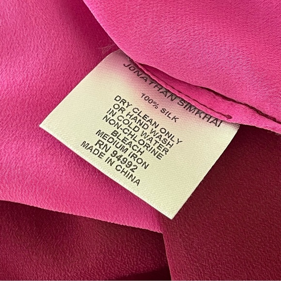 Jonathan Simkhai Silk Shirt | Pink Color Block Button Down Blouse Top | size: XS - Picture 10 of 13